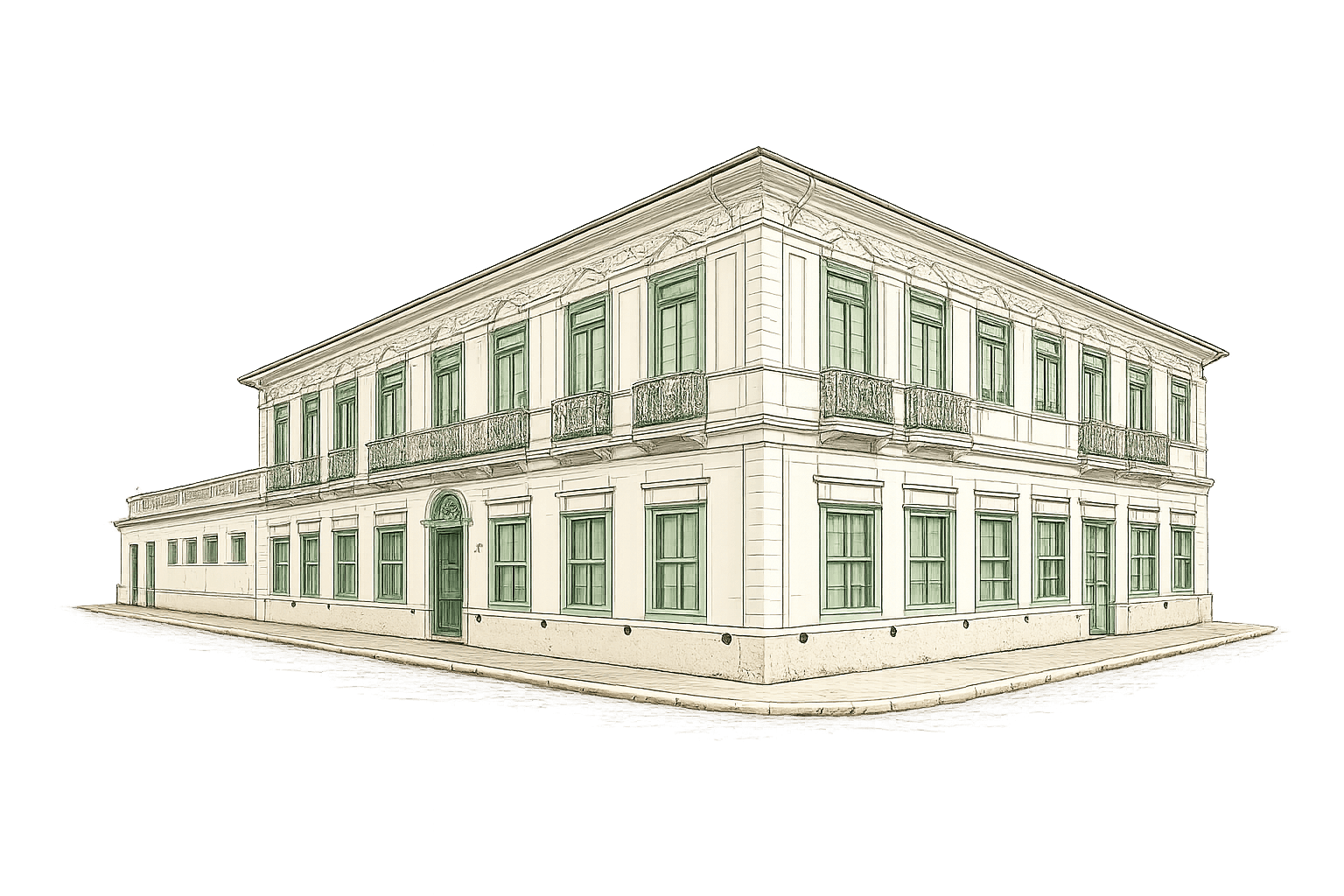 Desenho de edifício histórico de Lorena